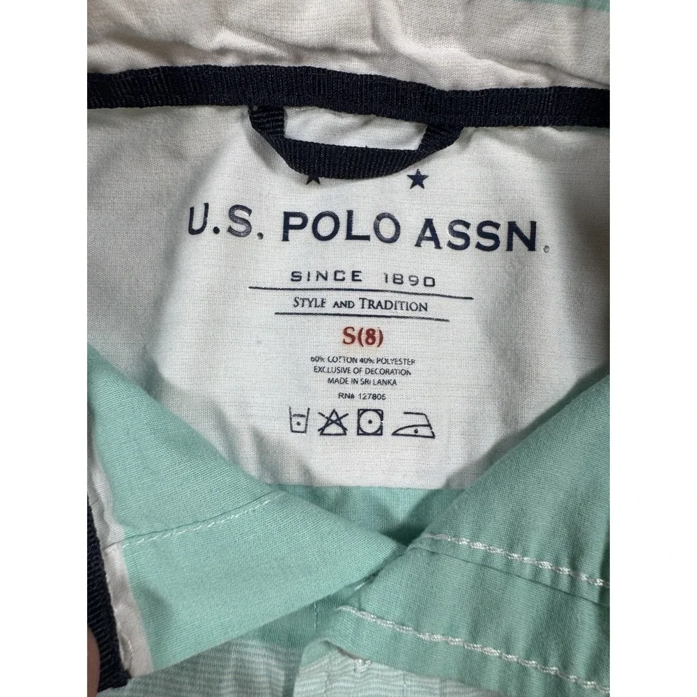 U.S. Polo Association Boy's Stripped Polo Shirt Classic Navy Small 8 Dressy